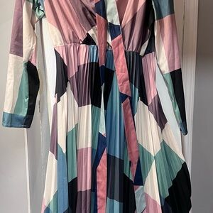 Colorful Geometric Pleated Dress